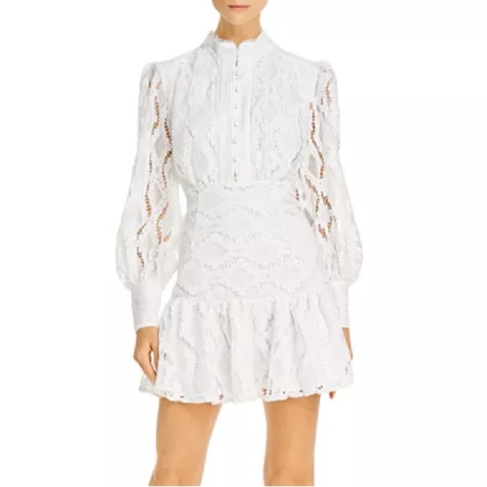 Bardot White Lace Long Sleeve Dress